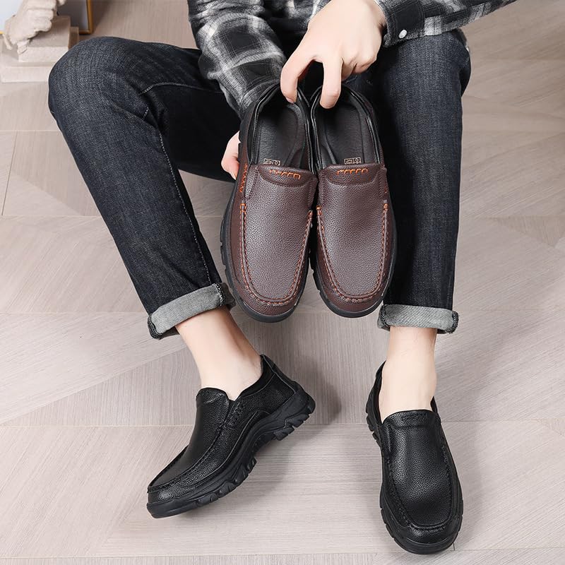 Men's Large-Sized Leather Shoes - Business Casual Round-Toe Dress Shoes for Daily Wear3
