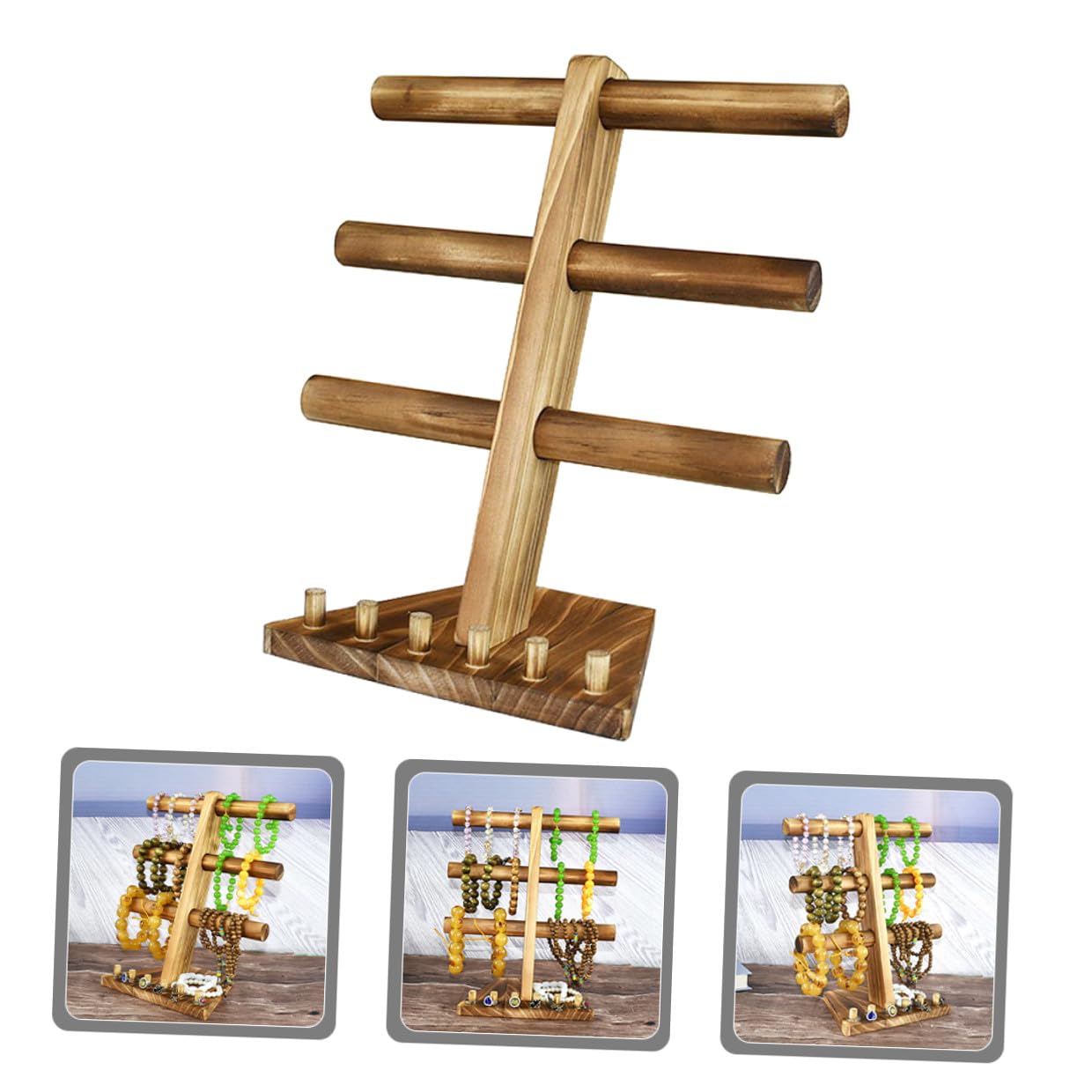 Stöckiger Schmuckhalter aus Massivem Holz Stabiler Armband Ringständer für Uhren und Accessoires Multifunktionales Display für Schlafzimmer und Schmuckladen Langlebig und