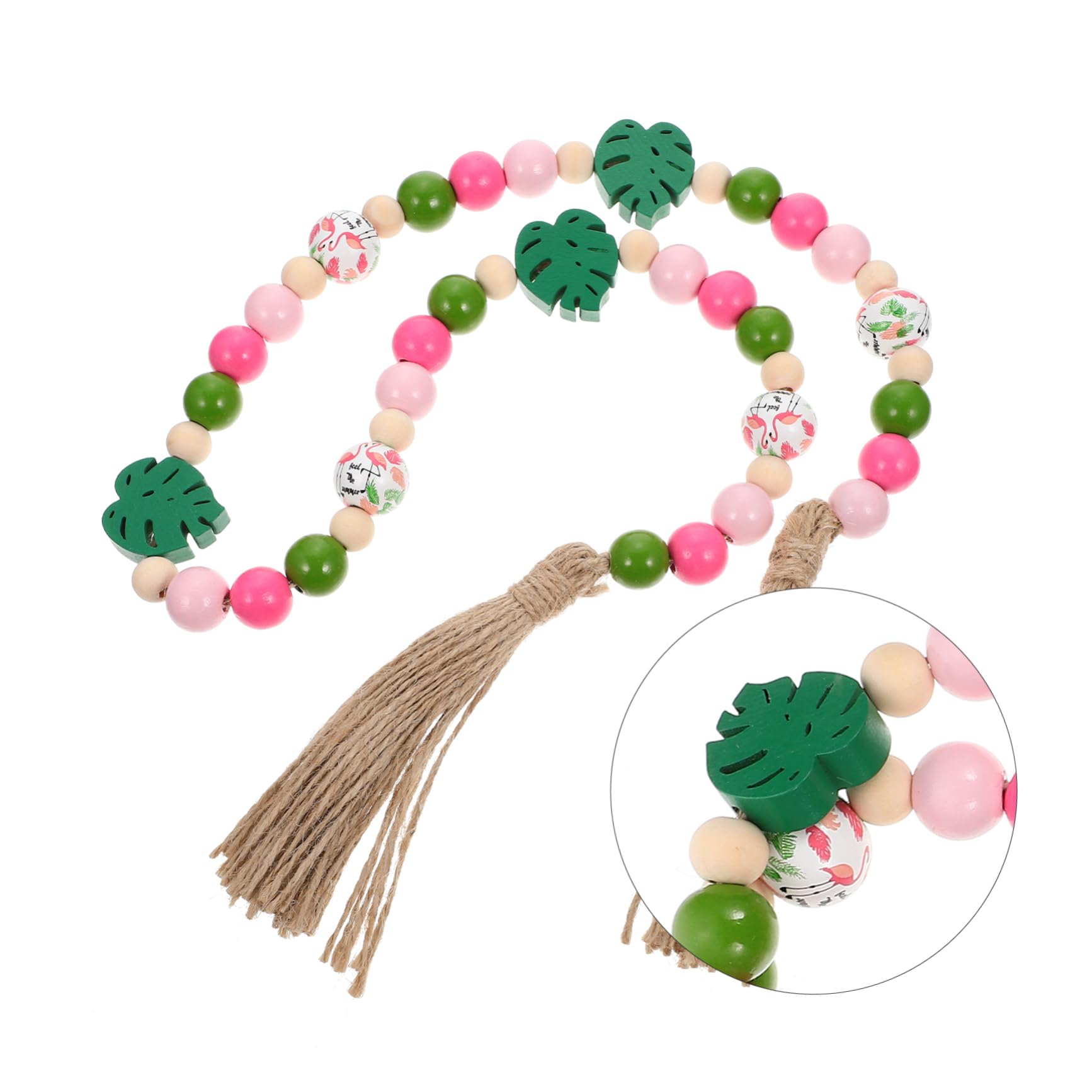 Amosfun 5St Flamingo-Holzperlenkette Quasten künstlich Fallen Kiefer Perldraht Perlen Dekoration Schlafzimmer Bedroom Decoration hängende Verzierung aus Holzperlen Sommer perlengirlande
