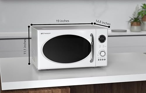 Miniatura 7 de Emerson MWRG0901W - Horno microondas retro compacto de 800 W con función de parrilla de 1,000 W, pantalla LED, 5 niveles de potencia, 8 menús