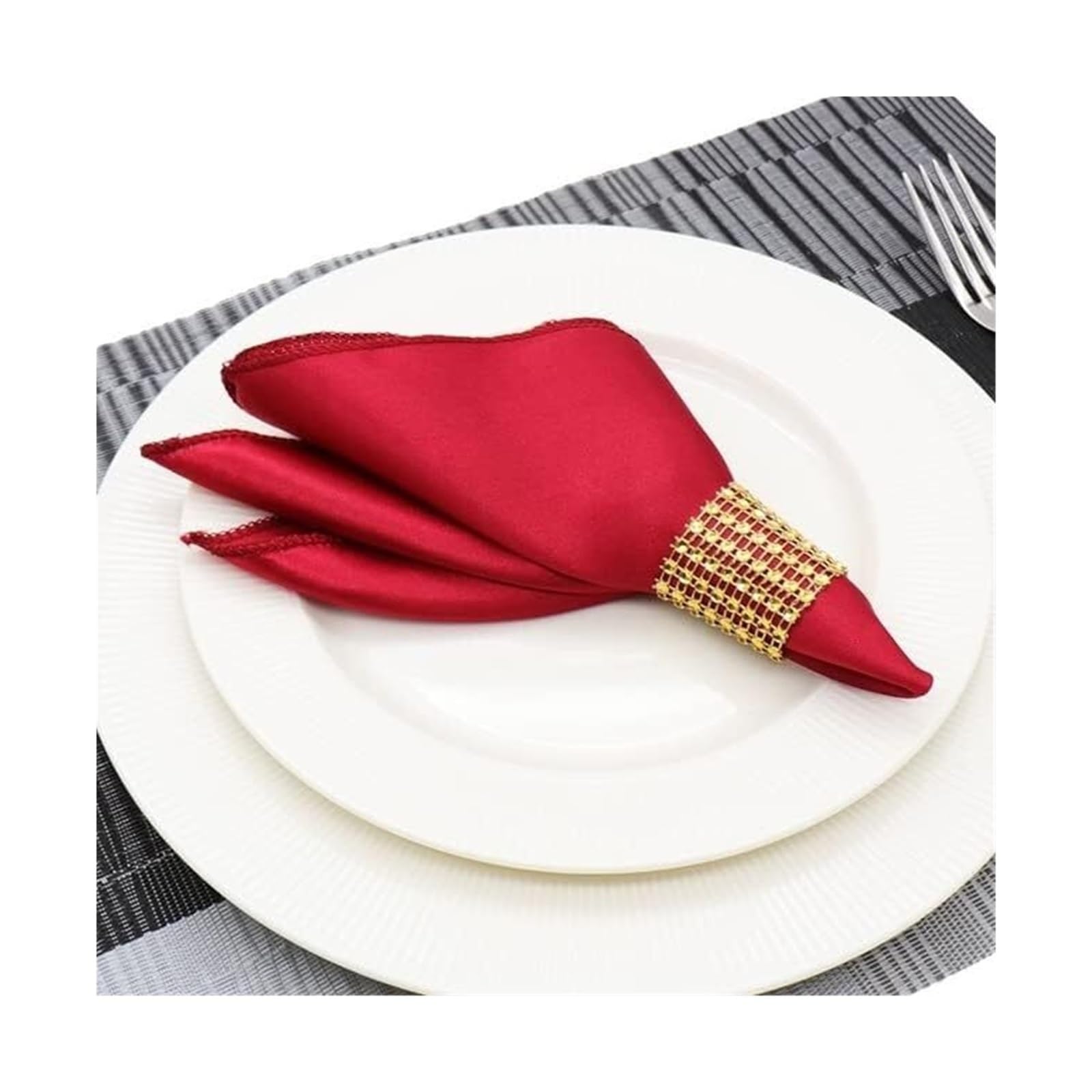 Silky Satin Cloth Napkins, Weddings Parties Occasions Dinner Hotels(Red,24PC-30 * 30cm)