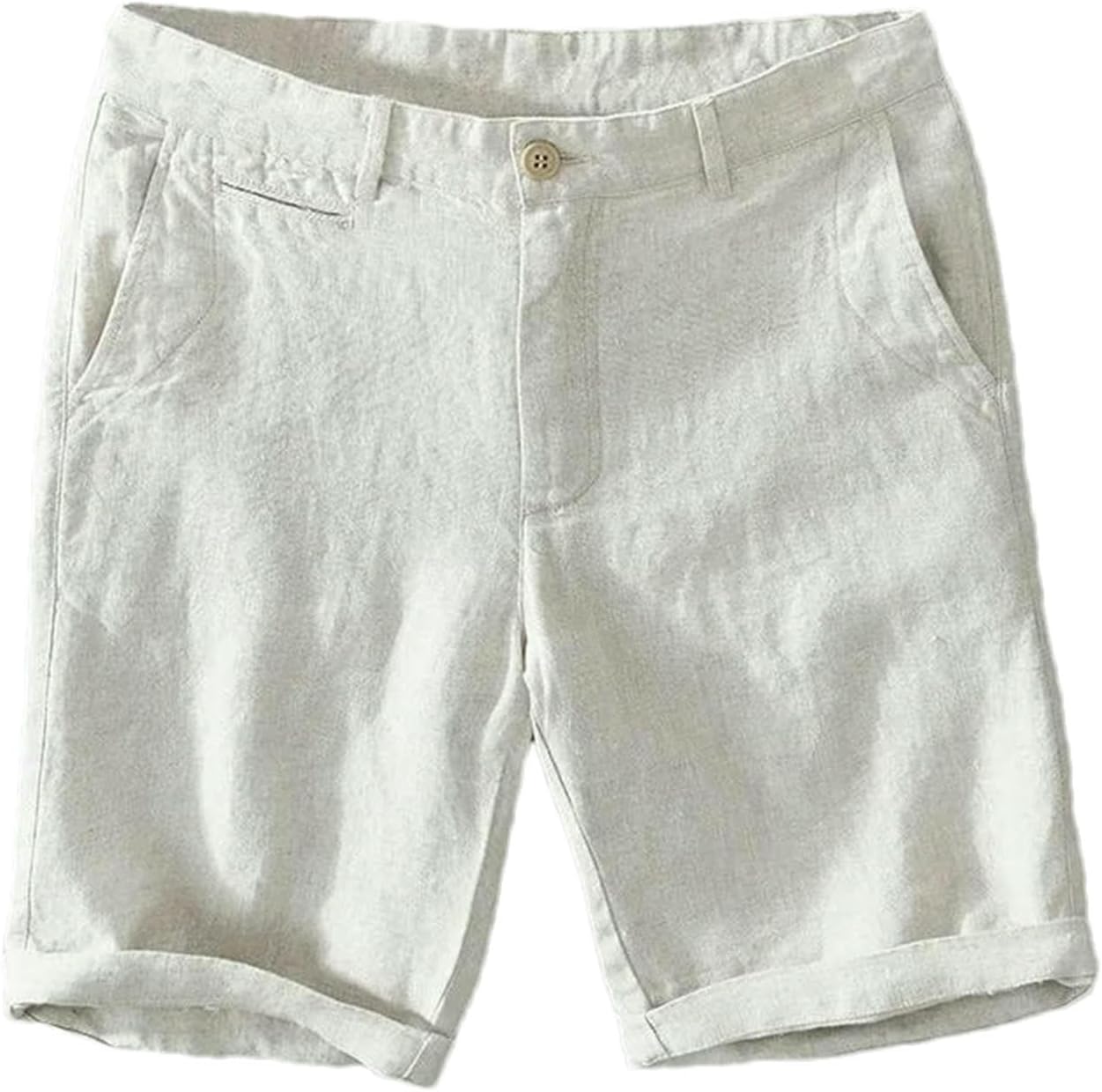 Summer Linen Casual Shorts Mens Slim Solid Color Streetwear Buttons Pants for Men