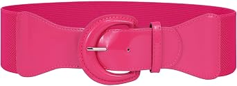 JASGOOD Women Wide Stretch Belt,Vintage Chunky Buckle Elastic Waist Belts Patent Leather Belt 50s Belt for Dress