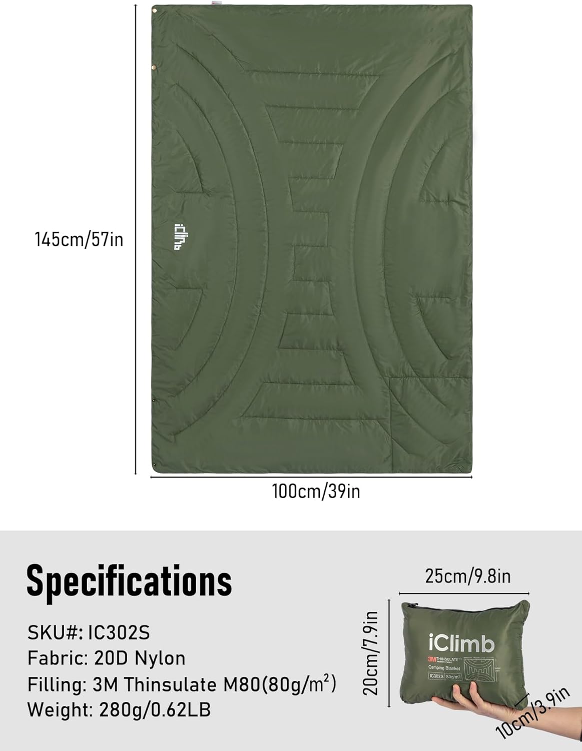 iClimb 3M Thinsulate Insulation Warm Camping Blanket Ultralight Compact