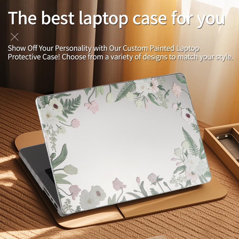 IMMOENUC Floral Matte Hard Shell Case for 2026‑2021 MacBook Pro 14 Inch M5 M4 M3 M2 M1 Pro Max, Compatible with A3426 A3427 A3434 A3401 A3112 A2442, Anti‑Fingerprint Laptop Protective Cover