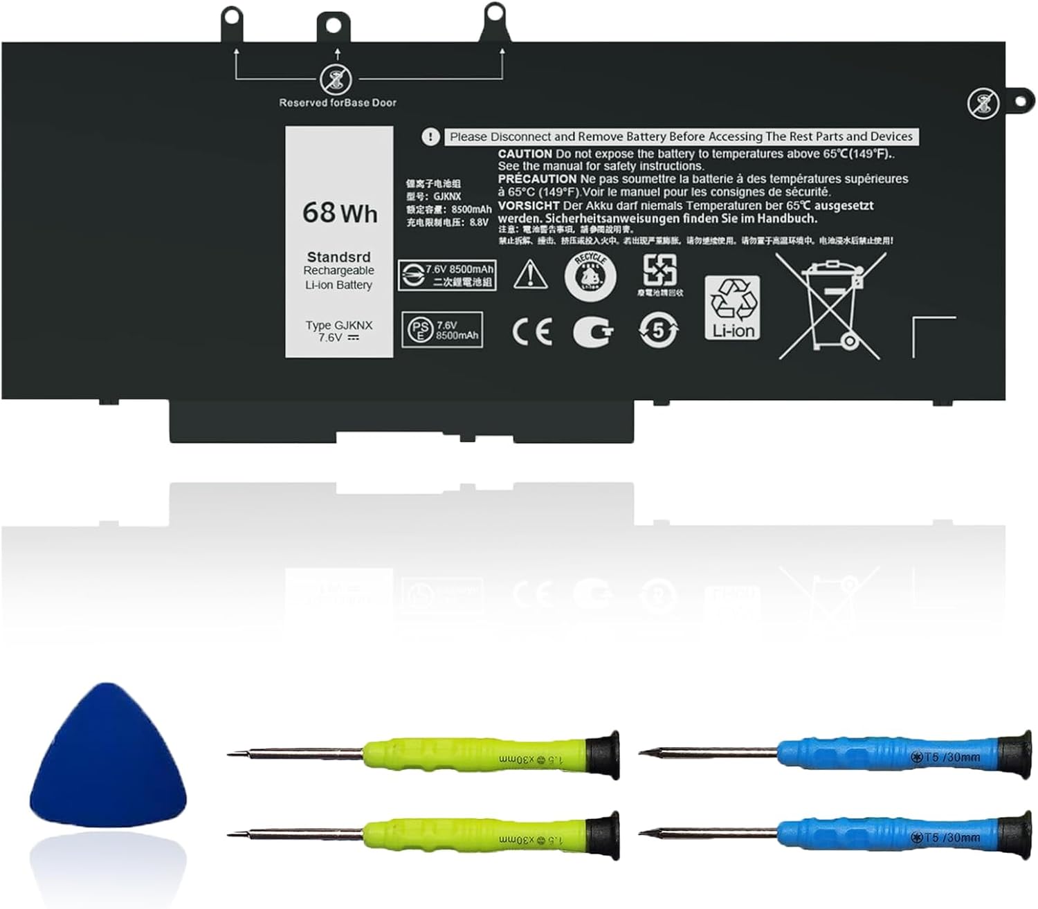 GJKNX Laptop Battery Compatible with Dell Latitude 5480 5580 5490 5590 5491 5591 5495 5488 Precision 3520 3530 Series 93FTF 3DDDG 0GD1JP 0DY9NT 5YHR4 KCM82 451-BBZG 7.6V 68Wh 8500mAh
