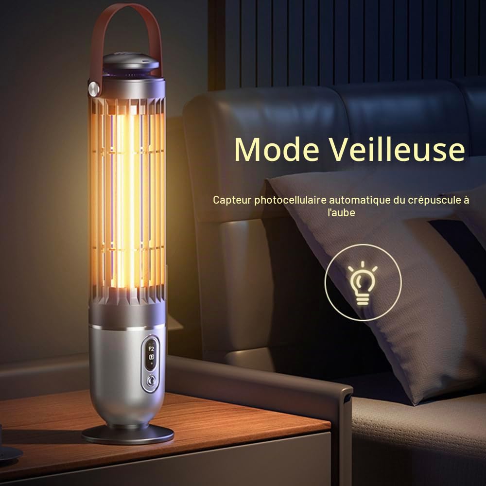 FanFuGuo® Lampe Anti Moucherons Anti Moustique Mouche Rechargeable, Lampe UV et veilleuse 2 en 1 avec capteur crépusculaire, Anti Insectes Volants Tue Mouche Electrique Intérieur et extérieur (Black1)