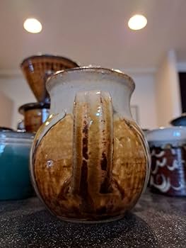 新品　小代焼き　ポット　ふもと窯　井上尚之氏作　2トーン飴色　スリップウエア 小代焼ふもと窯 井上尚之 ポット