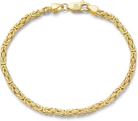 Womens Bracelet, Bridal Bracelet Simple 2.5mm Byzantine Chain Sterling Silver Family Parties Wedding
