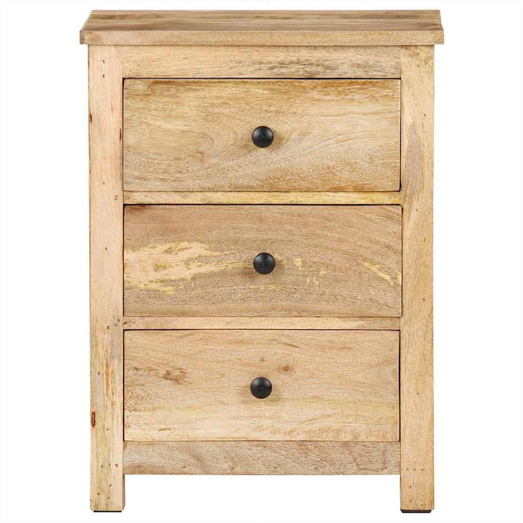 Generisch Nachttisch 45x35x60 cm Massivholz Mango mit 3 Schubladen
