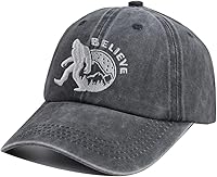 Vista 2 de HHNLB Bigfoot - Gorra de béisbol bordada ajustable de algodón retro de mezclilla de algodón para pies grandes Believe Black