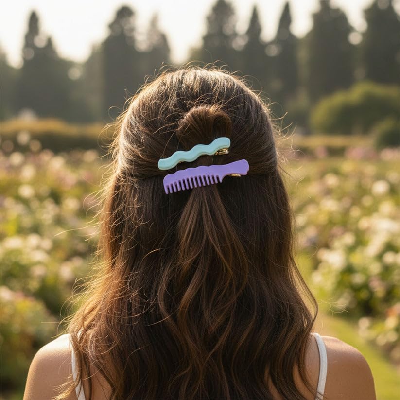 Image of Comb Shaped Hair Clips Set for Women and Womens, Stylish Decorative Comb Style Hair Pins for Daily Wear, Office, College and Party Styling, Pack of 24 Pieces