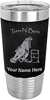 Vista 22 de LaserGram Vaso aislado al vacío de 20 onzas, Barrel Racer Turn N Burn, grabado personalizado incluido (piel sintética, gris)