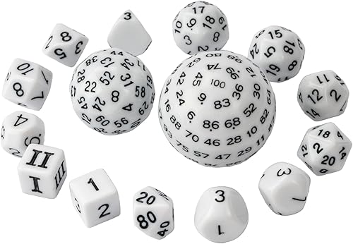 Vista 58 de Juego completo de 15 dados poliédricos DND D3-D100 con bolsa de dados de ojo de dragón, dados D100 para Calabozos y Dragones, juegos de mesa RPG