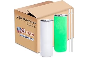 Glow in the Dark Sublimation Tumblers 20 oz Skinny: 25-Pack of Luminous Green Magic