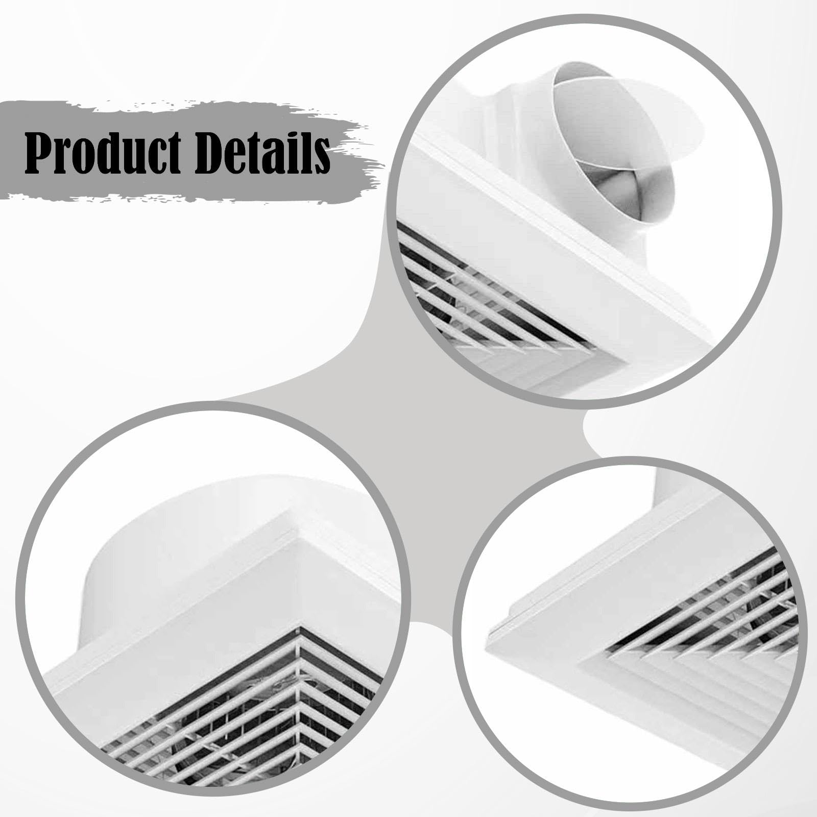 Ventilatore Da Bagno, Facile Installazione, Silenzioso, Compatto, Versatile per Doccia, Officina, Cucina, Bagno, Magazzini, 10 Inch