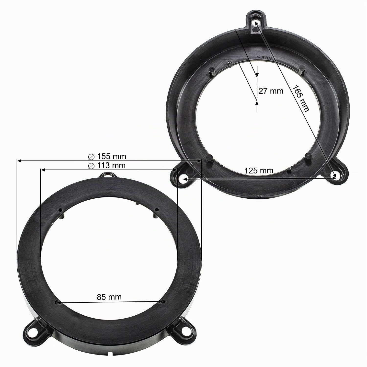 tomzz Audio 2834-014 Anneaux de Haut-parleurs Adaptateurs Supports compatibles avec Mercedes Classe C W203 Porte arrière pour Haut-parleurs DIN 130mm
