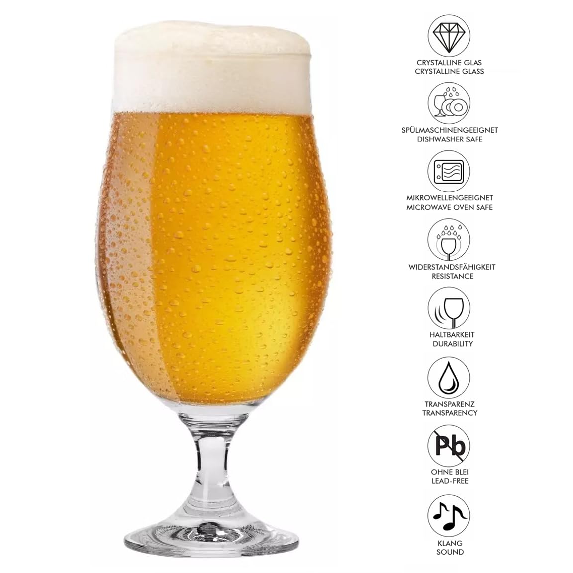 Lagerbiergläser Set 500 ml - 12 Stück Gläser Set - Lagerglas - Geschenke für Männer - Transparentes Glas - Kristallgläser - Spülmaschinenfest