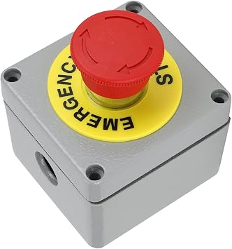 Switch Button Box, 1 Button Red Sign Emergency Stop Control Box IP66 Switch Push Button Box, 1 Emergency Stop Button, Normally Closed 80 * 75 * 60