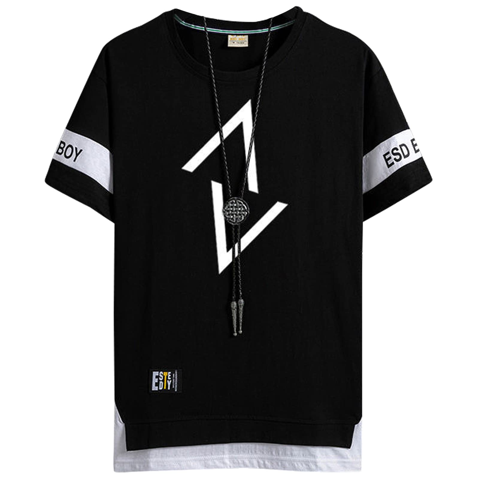 GIJOVANA Camisetas Manga Corta Hombre con Contraste de Color Básica T-Shirt Cuello Redondo Verano Ajuste Holgado