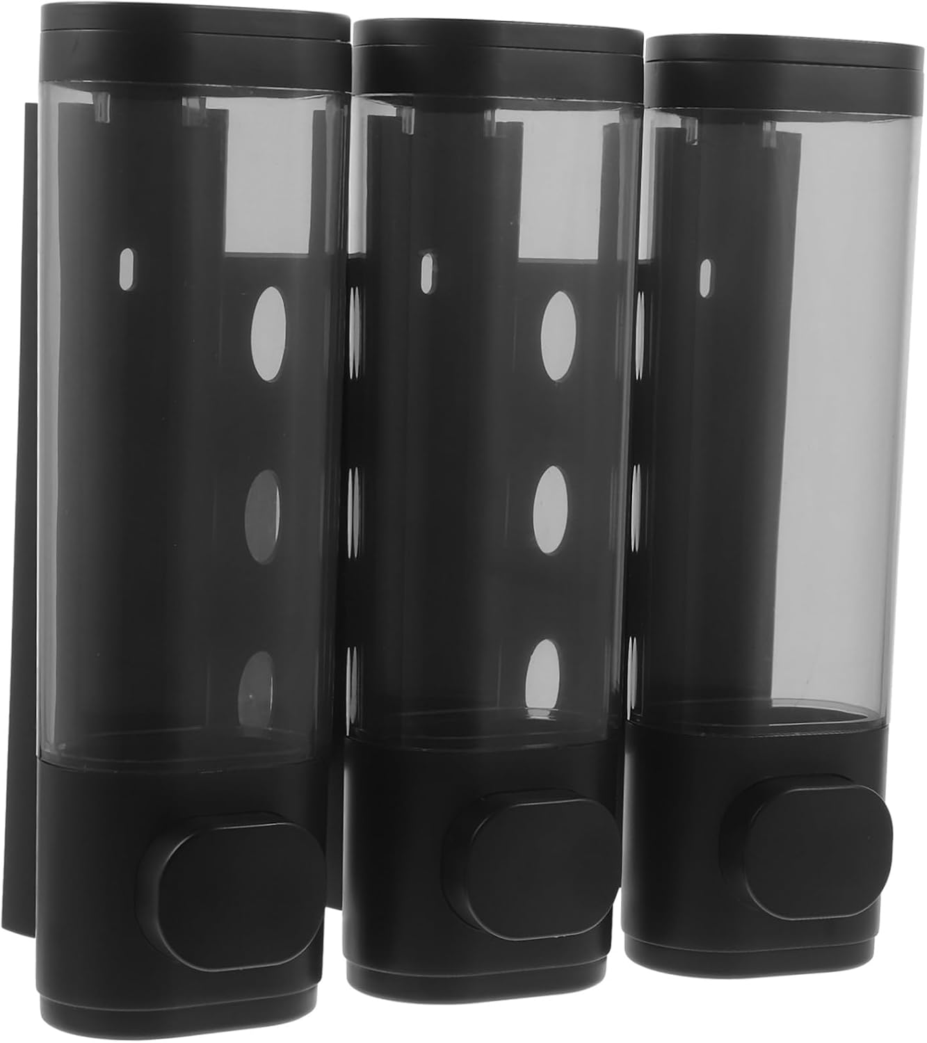 DOITOOL Wall-Mounted 3-Chamber Shampoo and Conditioner Soap Dispenser Black Manual Shower Soap Holder for Bathroom Space-Saving Wall Mount Container