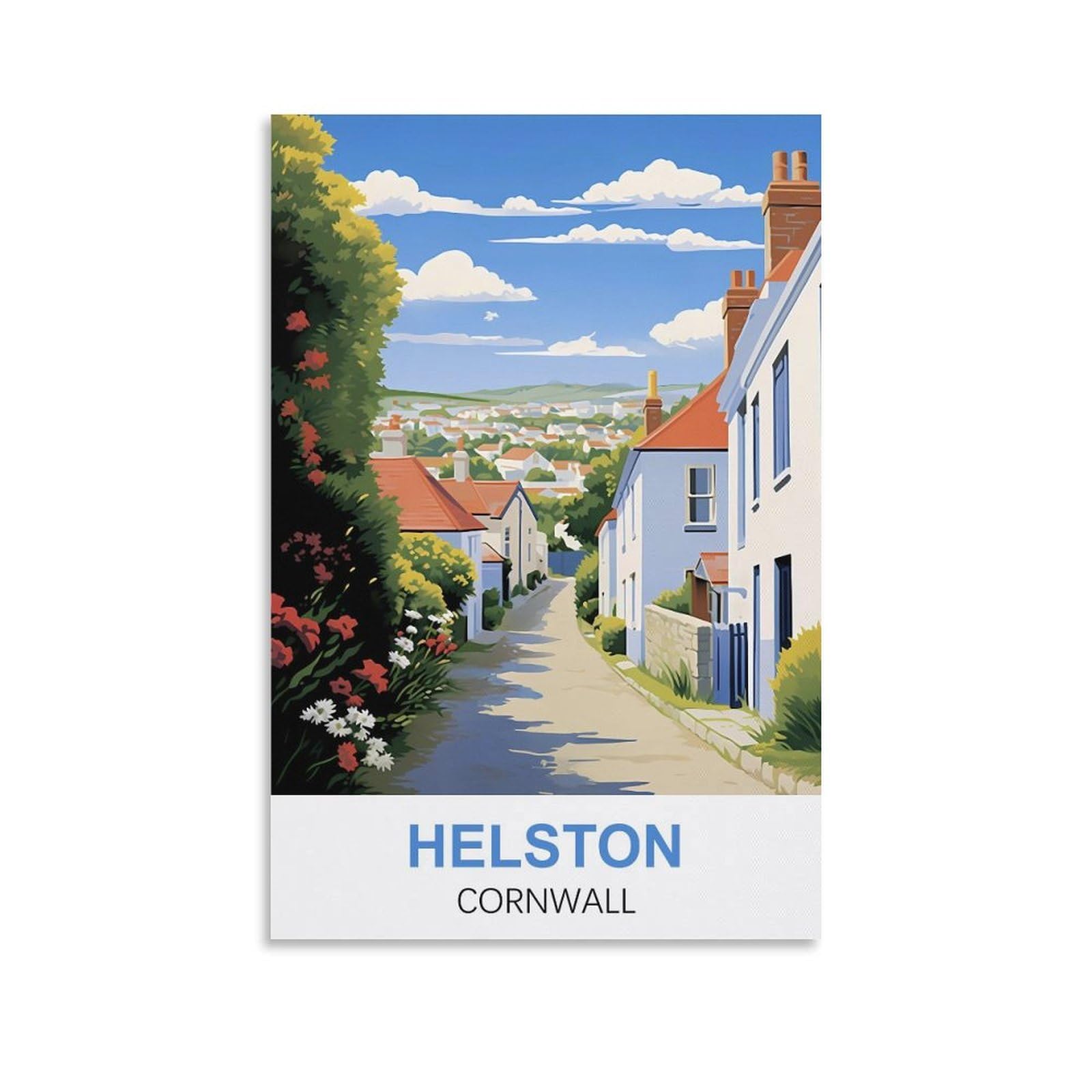 Hybfqxell Unframe-Style Helston Cornwall Vintage Travel Posters Zzz12x18inch(30X45cm)