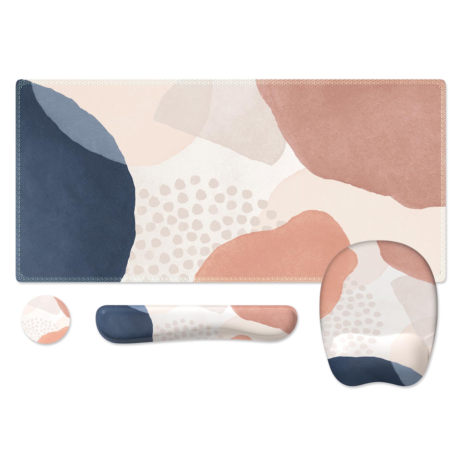 Anyshock Boho Desk Mat, Large Mouse Pad Set, Desk Pad for Keyboard and Mouse, Computer Mouse Pad Wrist Support, Mouse Pad with Wrist Rest and Keyboard Pad for Office (Boho Pink) — image 1