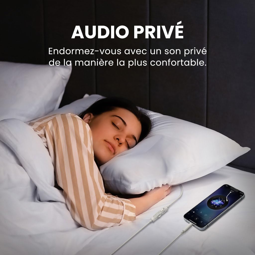 Avantree Slumber B - [Version AUX 3,5 mm] Ultra-Confortable Haut-Parleur d'oreiller Filaire, Volume Faible, Alternative aux Écouteurs pour Dormir, sans Charge, Idéal pour Livres Audio et Podcasts