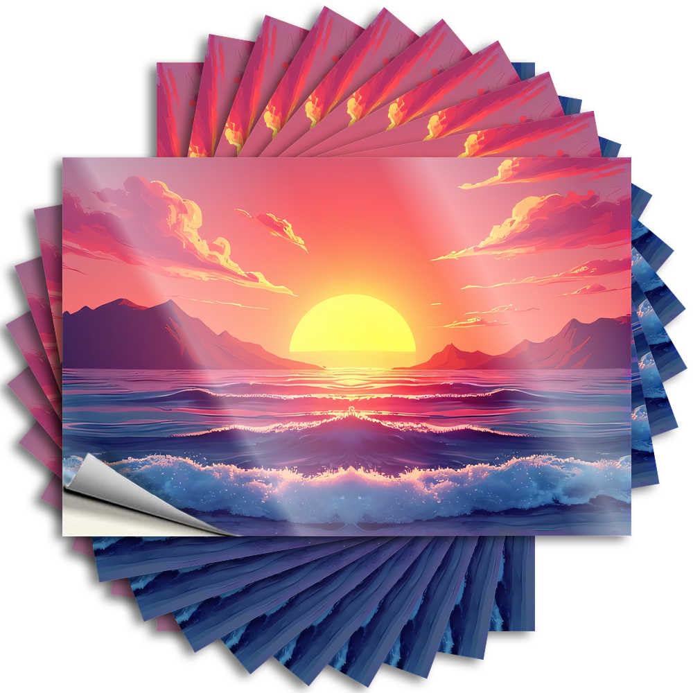 Stickers Beer Custom Stickers, Water Waterproof Sunset Over The Mountains and Sea for Hydro Flask | Happy Vinyl Decals for Beer Holiday Gift(8X12CM)