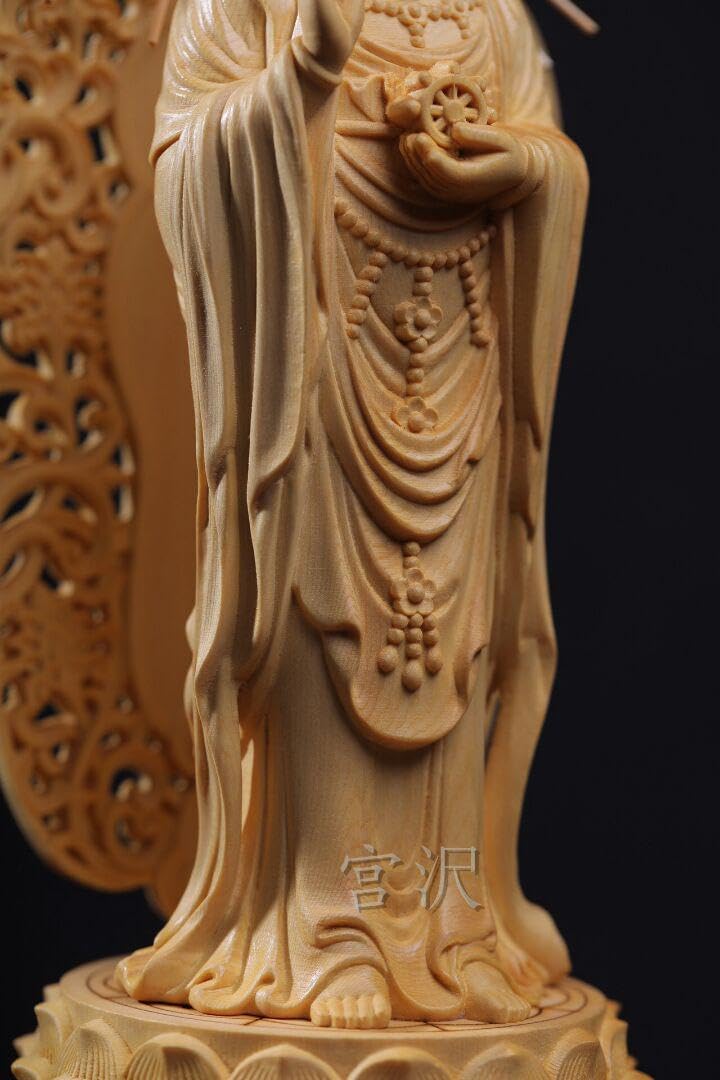 Amazon｜仏教工芸品 南海観音菩薩 木彫仏像 供養品 細密彫刻 稀少珍品 