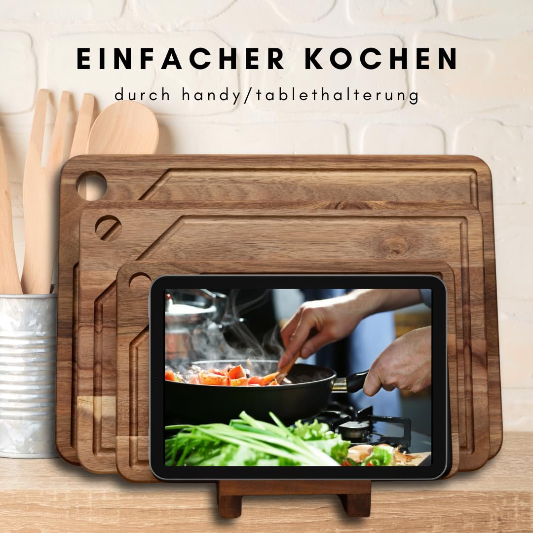 Buch-Schnittbretter 3er Set Mit Ständer - Holz Schneidebretter Die Wie Bücher Aussehen