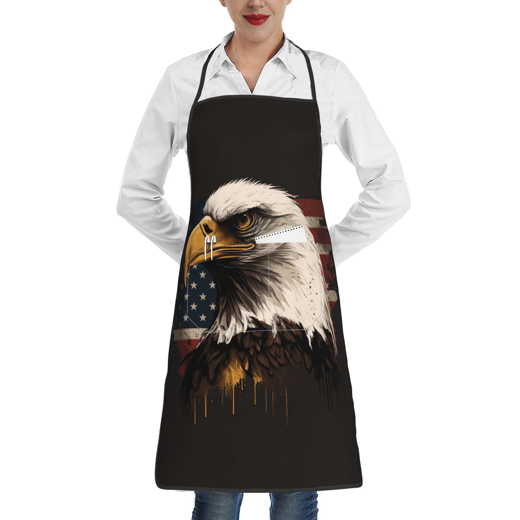 keluki Cooking Chef Apron with Pockets BBQ Kitchen Work Waterproof for Gardening and Salon,Size 20.4x28.3 Inch
