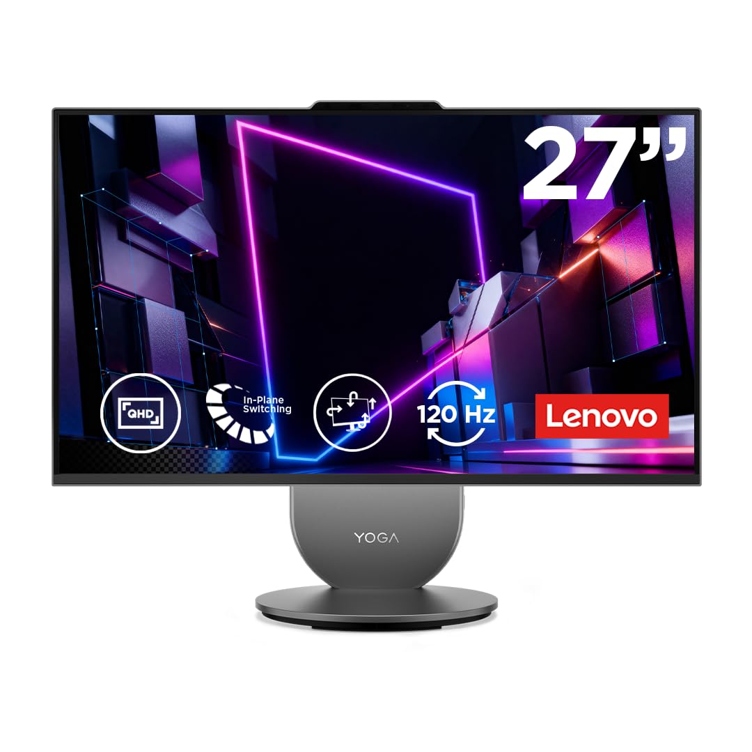 Lenovo Yoga AIOi PC | Copilot+PC | 27" QHD Touch Display | Intel Core Ultra 7 356H | 32GB RAM | 1TB SSD | NVIDIA GeForce RTX 5060 | Windows 11 | Inkl. Maus und Tastatur | Grau | 3 Monate Premium Care