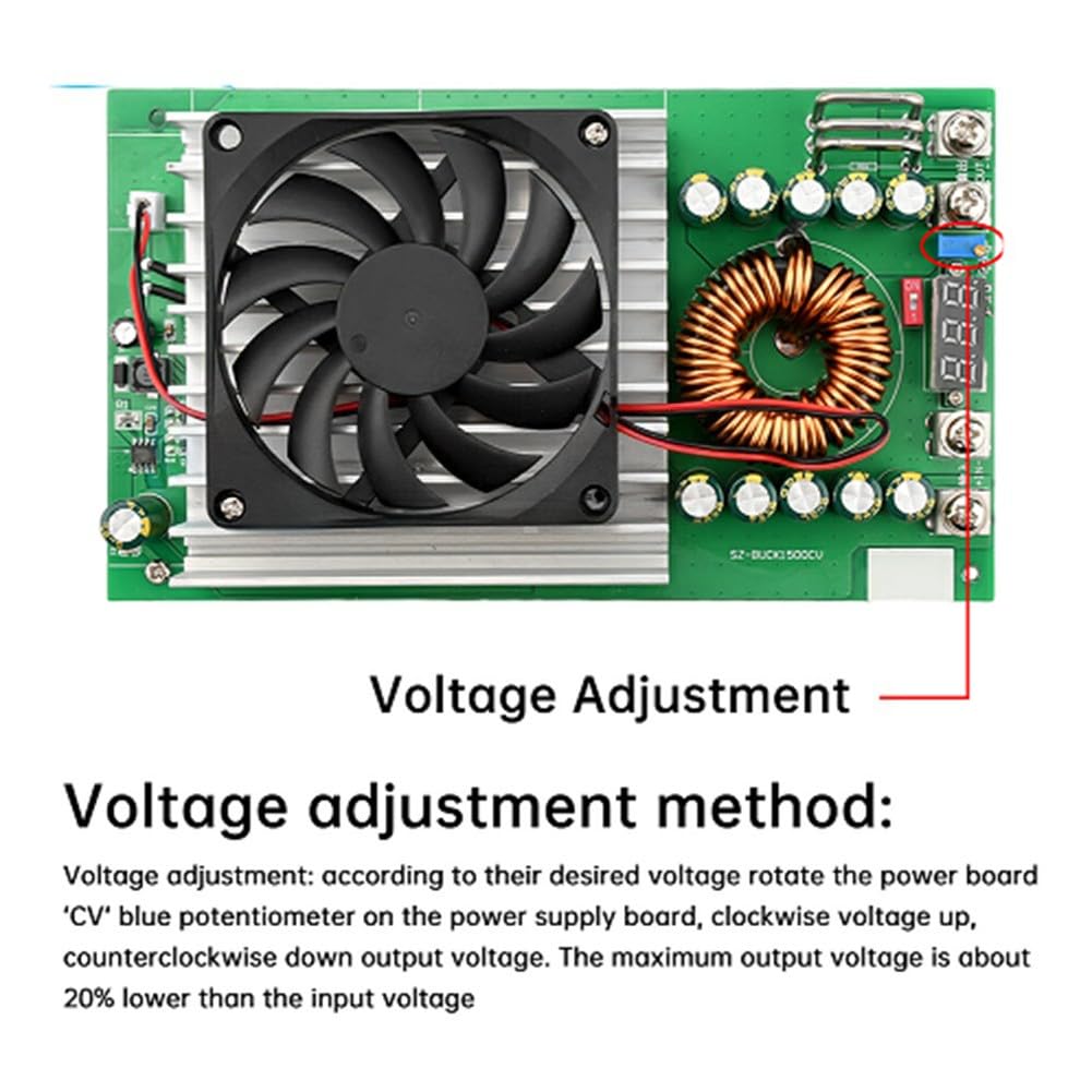 Convertisseur DC-DC Réglable 1500W 50A Entrée 15-90V Sortie 2.5-72V Module d'alimentation à Découpage Régulateur de Tension sans Boîtier