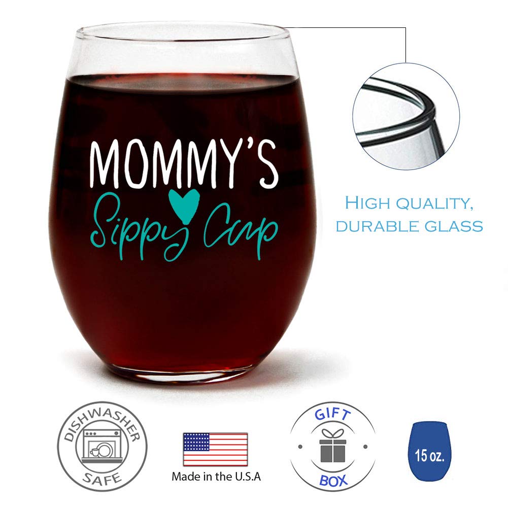 Verre à Vin Amusant Sans Pied « Mommy's Sippy Cup » | Cadeau Idéal Pour La Fête Des Mères, Un Anniversaire De Maman, Une Nouvelle Maman, Une Future Maman | Verre à