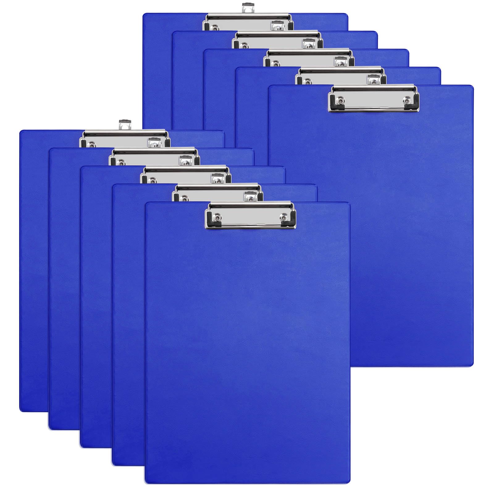 Srvnpioy Clipboard A4, 10 Pack, Blue, Clip Board with Low Profile Clip, Made of PVC and Cardboard