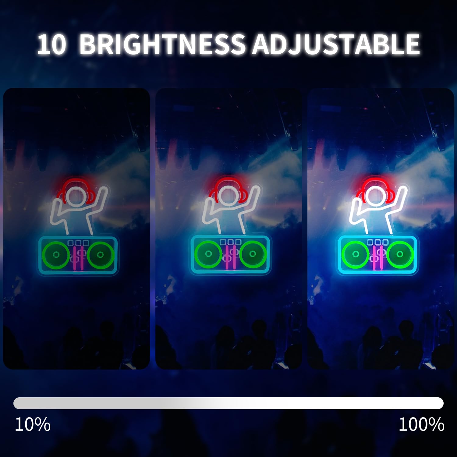 DJ-Neonschild, dimmbar, DJ-Player, LED-Schilder für Schlafzimmer, Wand, Musik, beleuchtetes Schild für Bar, Studio, Keller, Männerhöhle, LED-Wanddekoration, coole DJ-Geschenke