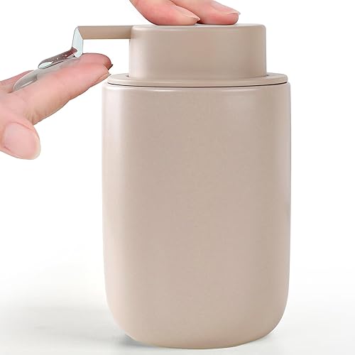 BosilunLife Dispensador de bomba de loción, dispensador de jabón líquido de cerámica para baño, dispensador de jabón líquido para cocina, encimera