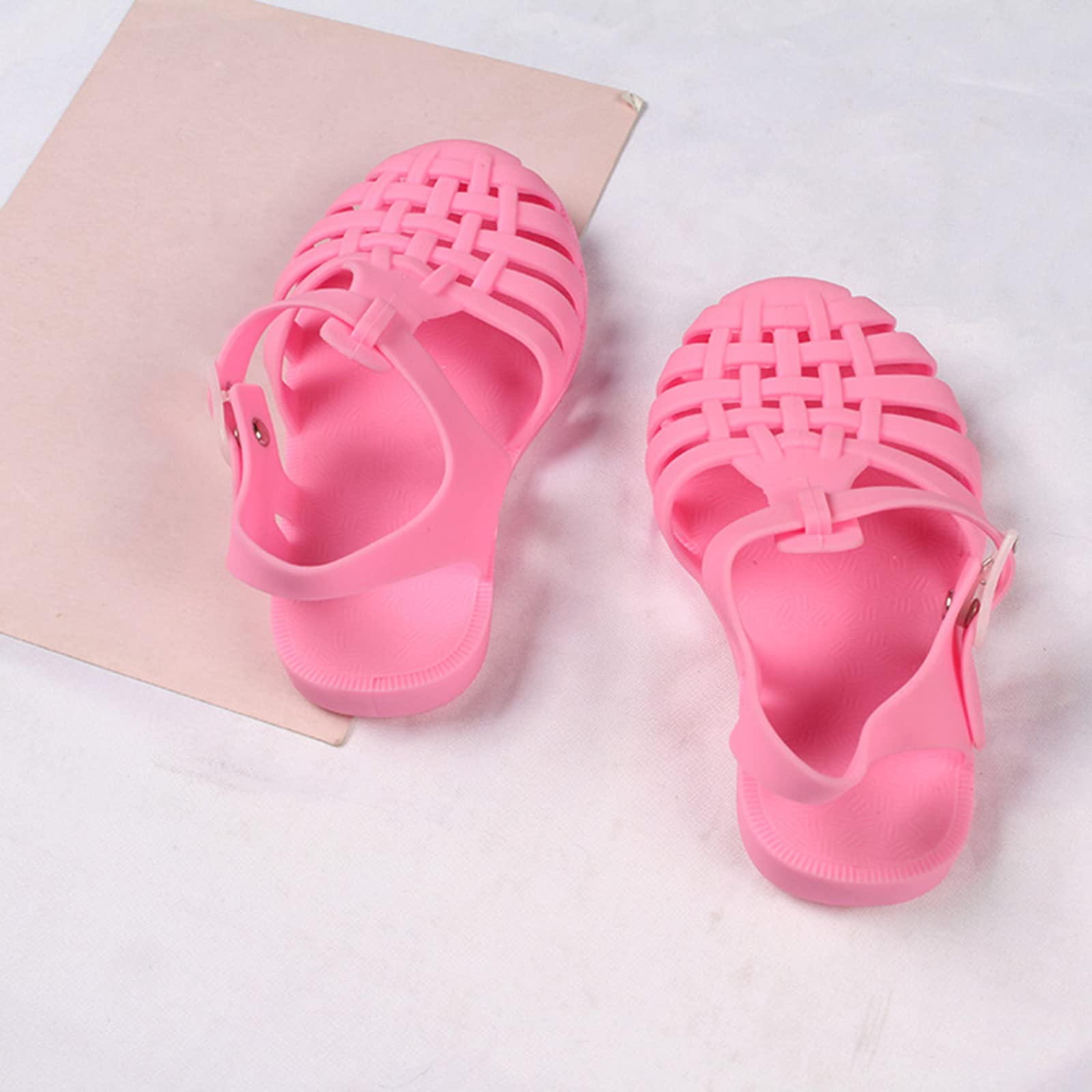 HAOLEI 2025 Cangrejeras Niña,Sandalias Niña Verano Casual Sandalia de Punta Cerrada con Hebilla Ajustable Cómodas Antideslizante Zapato Planas con Suela Suave Ligero Transpirable Chanclas Niño