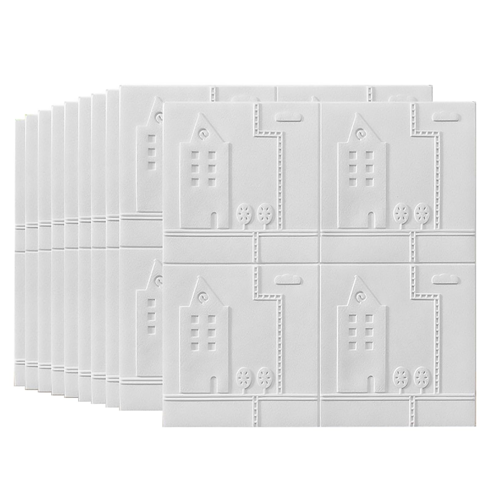 Papier peint 3D brique blanc adhésif de 4,9 m² en lot de 10