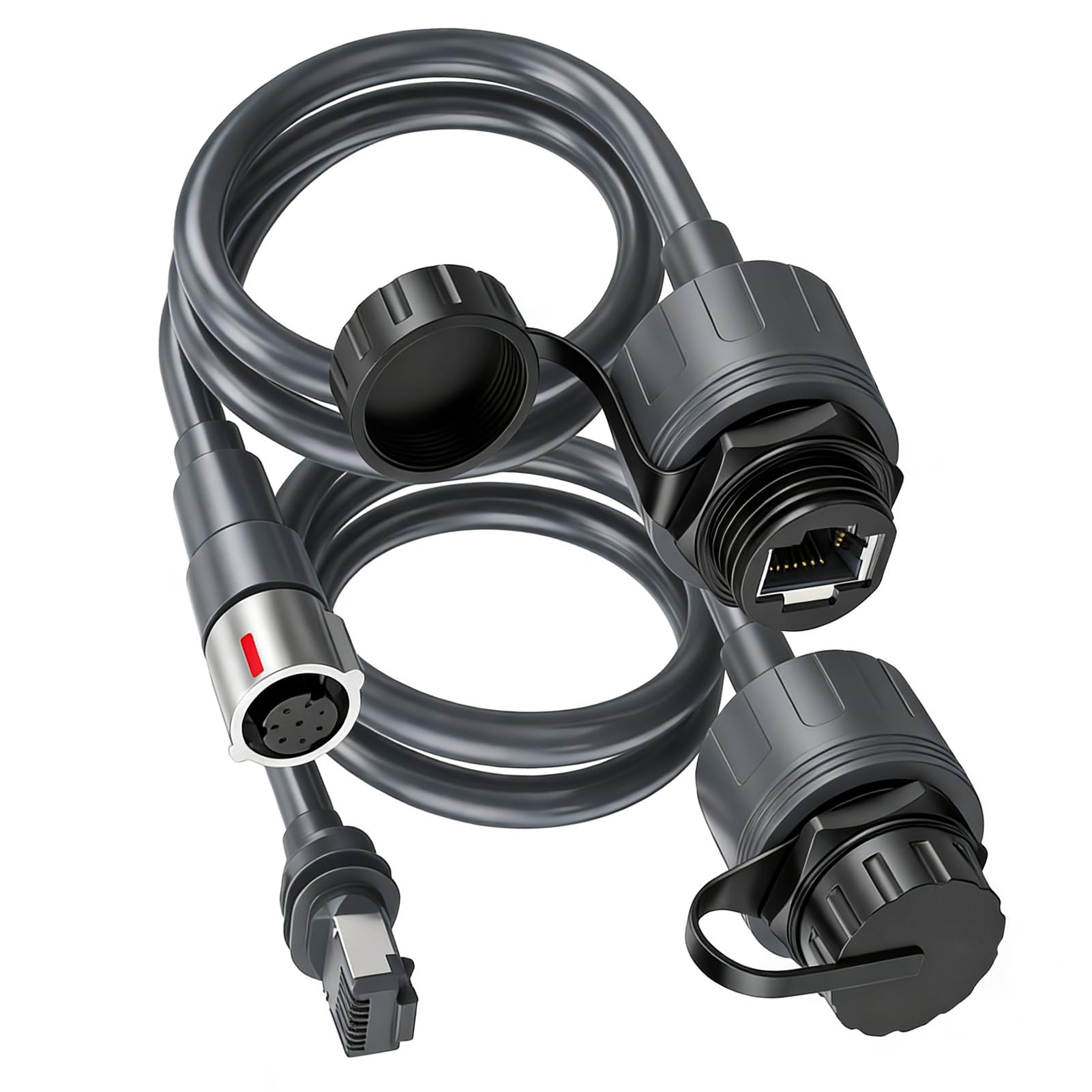 FTVOGUE Connecteur RJ45 Rectangulaire Satellite Haute Vitesse, Connecteur | IP68 étanche, plug and play, construction 23AWG, polyvalent