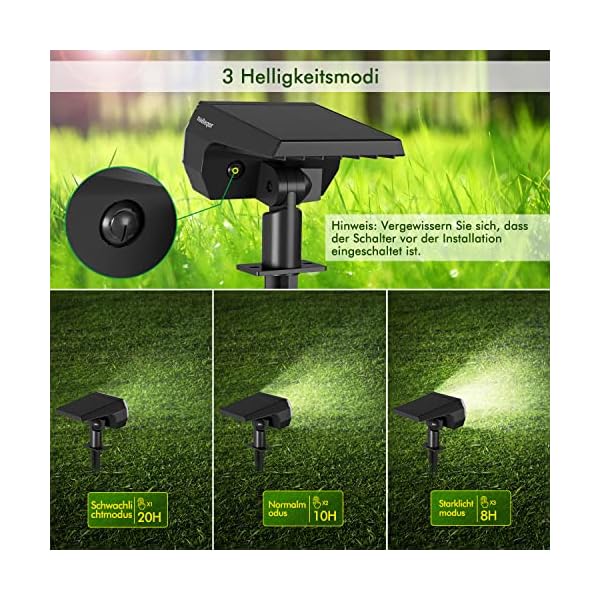 Solarlampen für Außen,64 LED-Lampen Kaltweiß,3 Helligkeitsmodi,IP67 Wasserdicht Solar Gartenleuchten für Außen,Haus, Hof, Garten, Weg – Bild 5