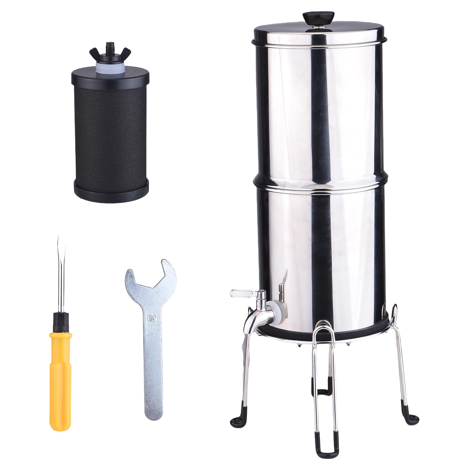 de Filtro de Agua de 1 Galón Construido en Acero Inoxidable para el Hogar y Preparación para Emergencias (K8779A Con soporte)