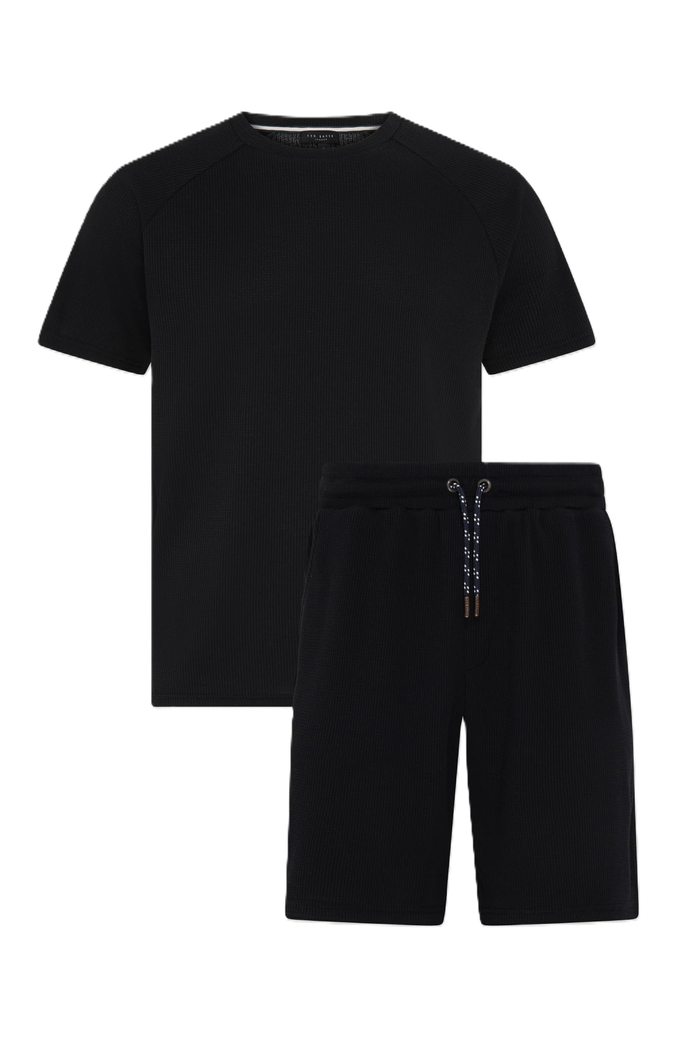 Ted Baker Waffle T Shirt And Short Set, Black, XL