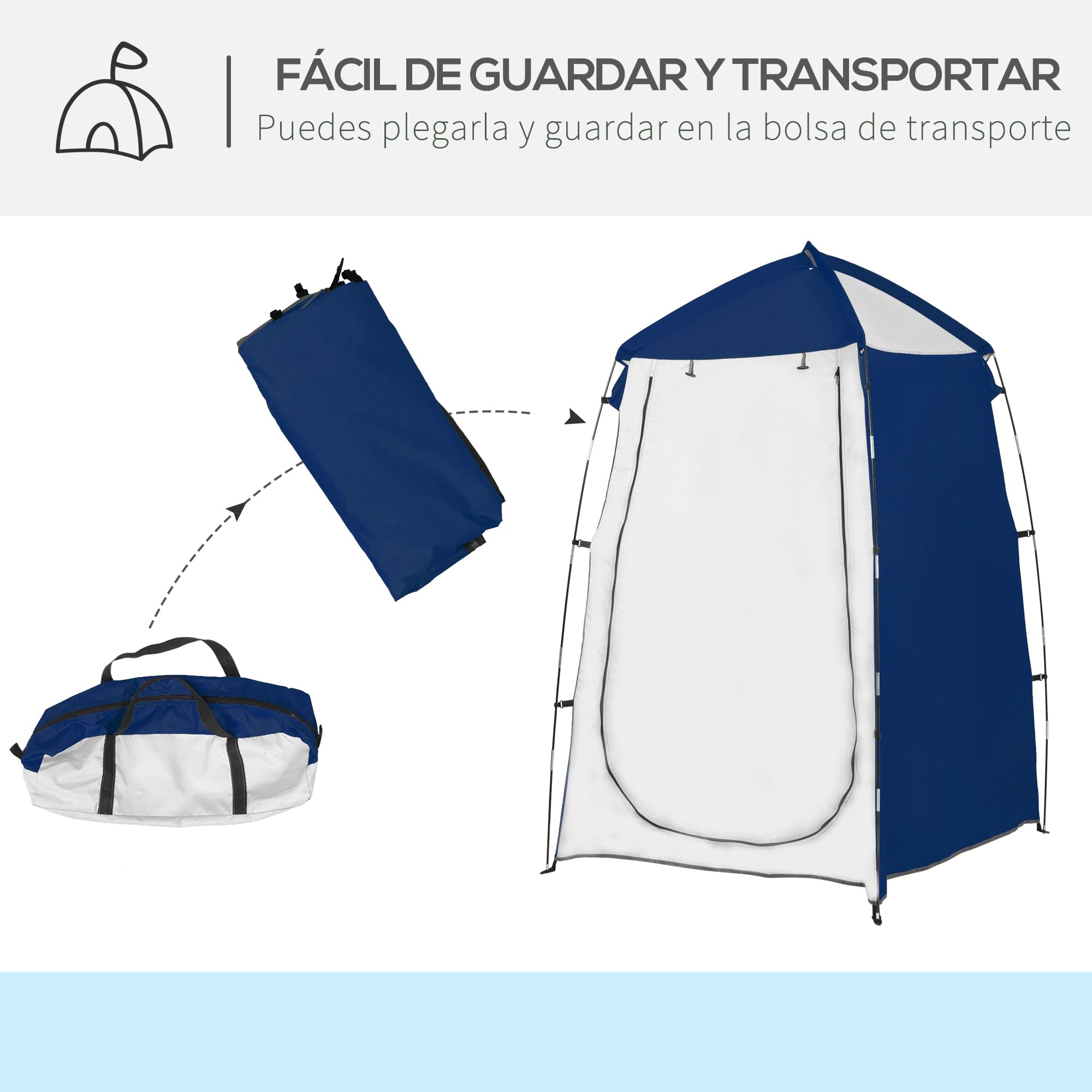 Outsunny Tienda de Ducha Camping Portátil UV25+ 123x121x198 cm
