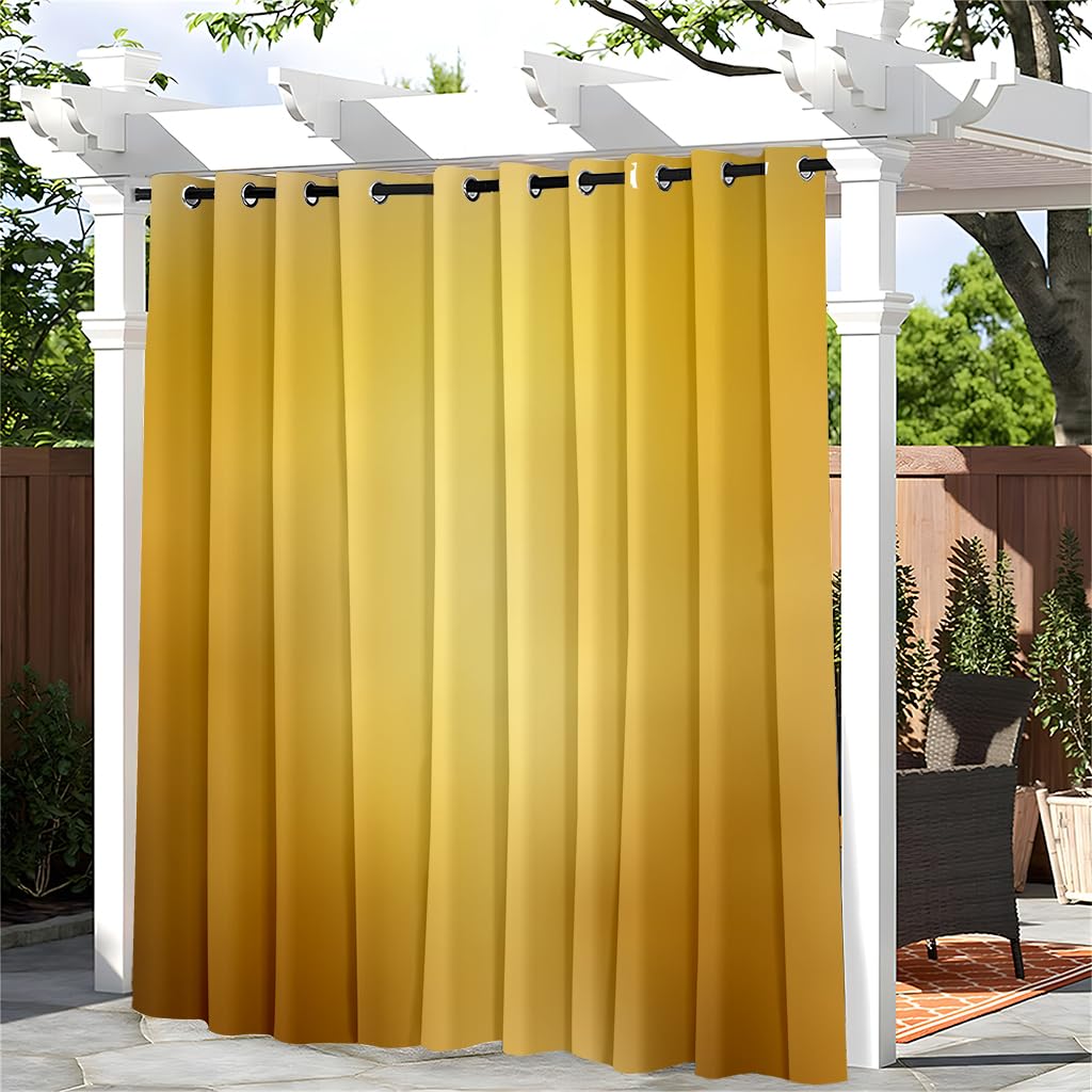 Hixingo Outdoor Curtains Waterproof Gazebo Curtains 1 Panel for Outside Pergola Porch Pool, Sun Protection, Extra Long, Grommet Top, Solid Color