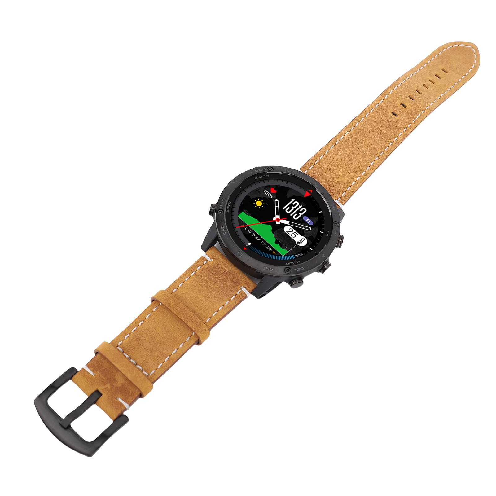 Smartwatch da Uomo Impermeabile da 1,3 Pollici Rotondo Fitness Tracker per Immersione per Nuoto e Corsa in Lega di Silicone Ti