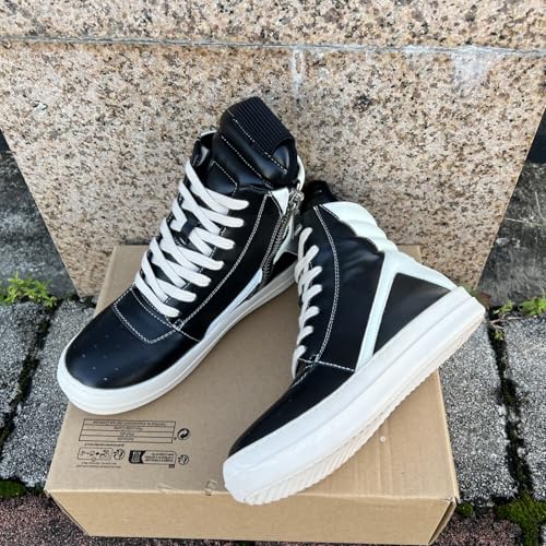 Street Style Vintage Women High-top Sneakers Soft Leather with Zipper Retro Fashion Unisex Trainers Shoes4