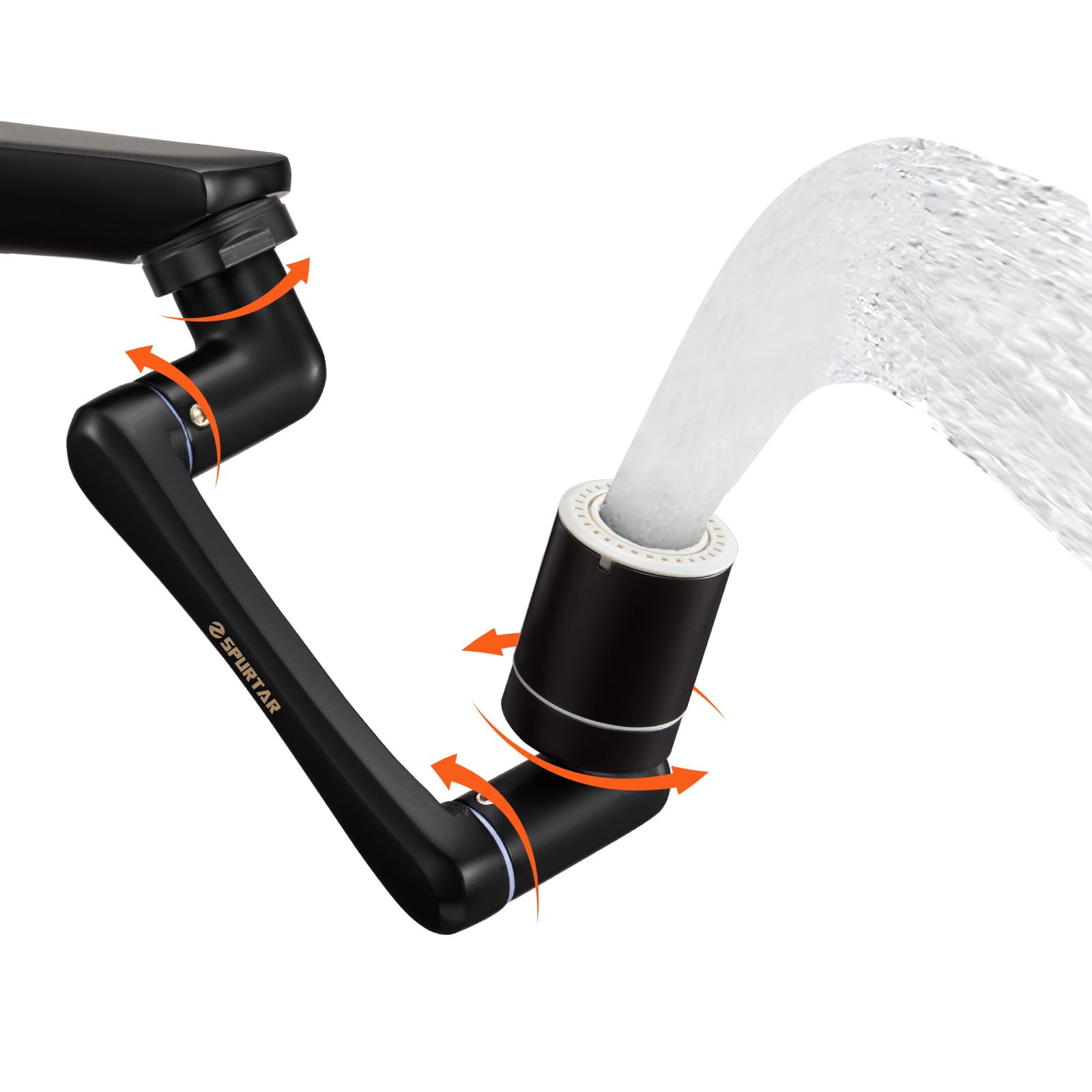 Spurtar 1440° Swivel Bathroom Faucet Extender | Fits G1/2" 55/64" 15/16" Threads | NOT fit for Delta, Moen, Kohler | 2-Spray Mode Faucet Aerator | Black (HHW0001BK)