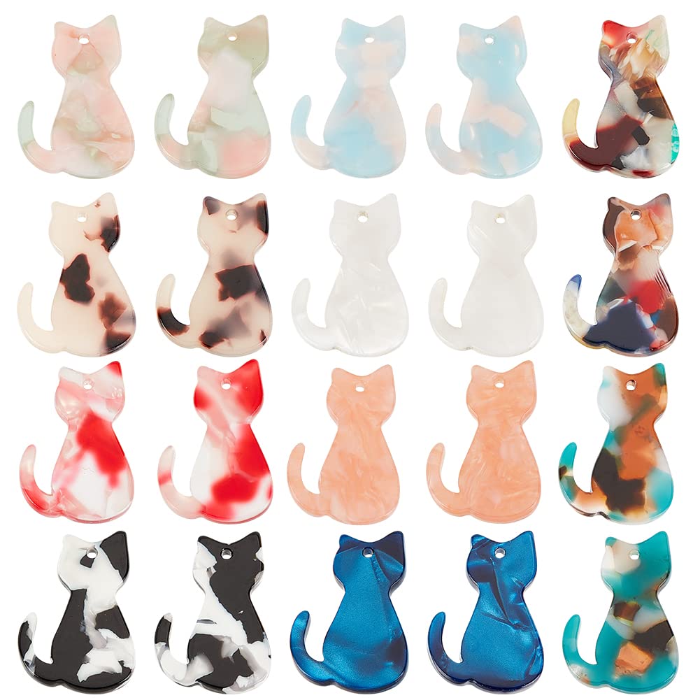 Amazon | PH PandaHall 猫チャーム レジン ペンダント 20個 10色 